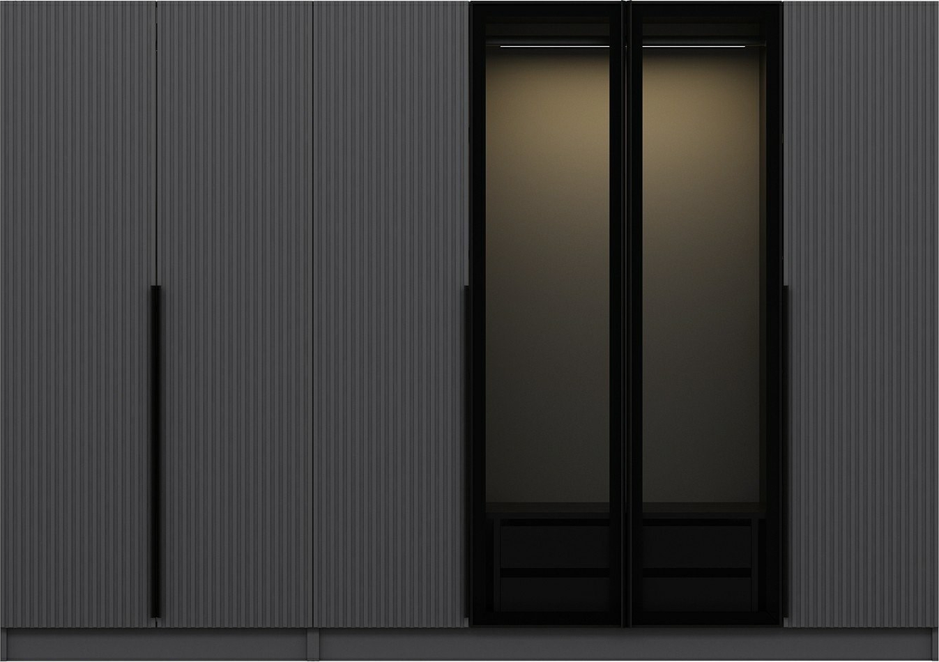 Cikani garderobe med speild�r 225x52x210 cm - Antrasitt