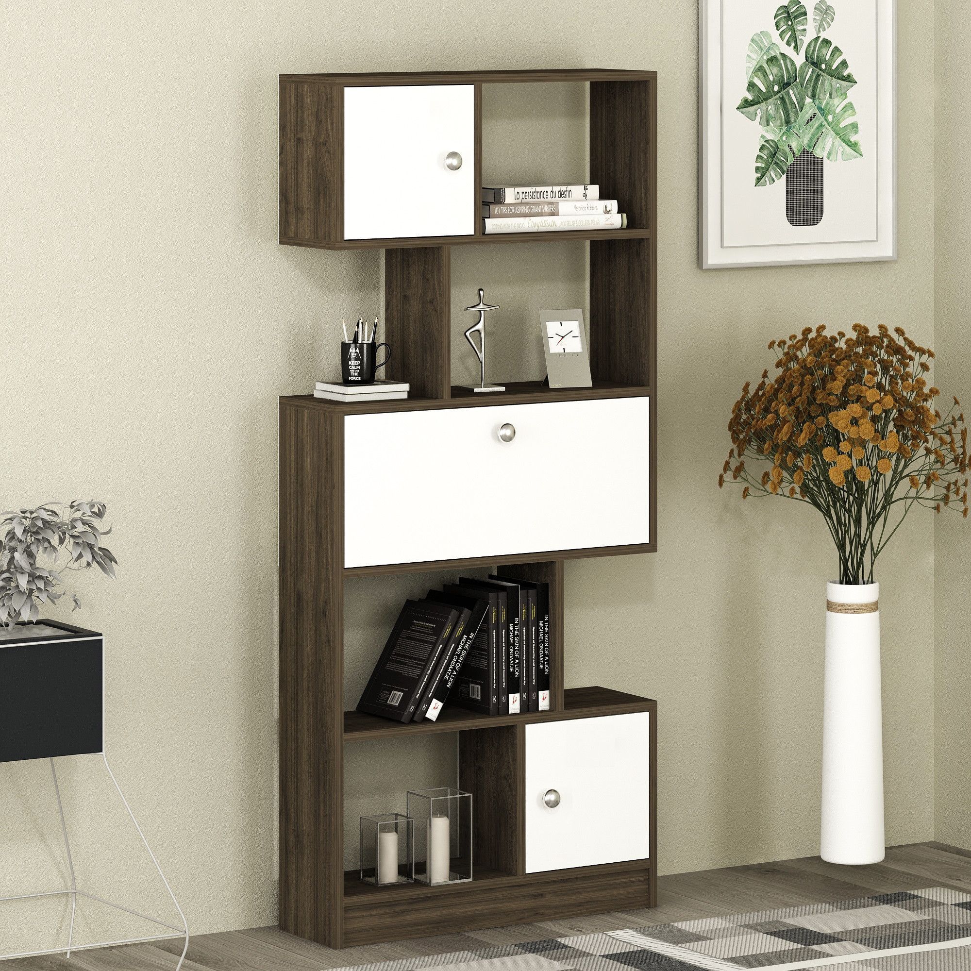 Turku bokhylle - Hvit/valn�tt