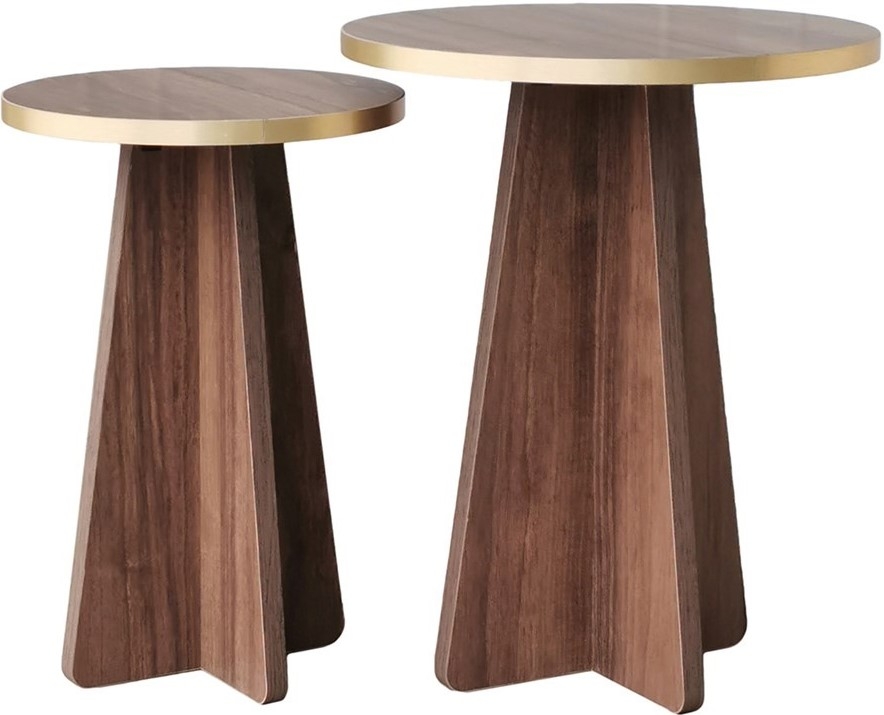 Sjampinjong sidebordsett �30/40 cm - Gull/valn�tt