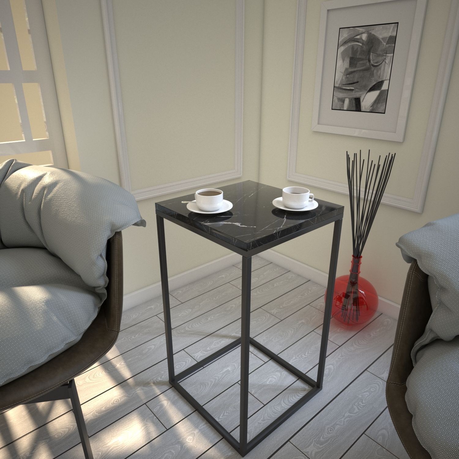 Pure sidebord - Svart/hvit Pure sidebord - Svart/hvit