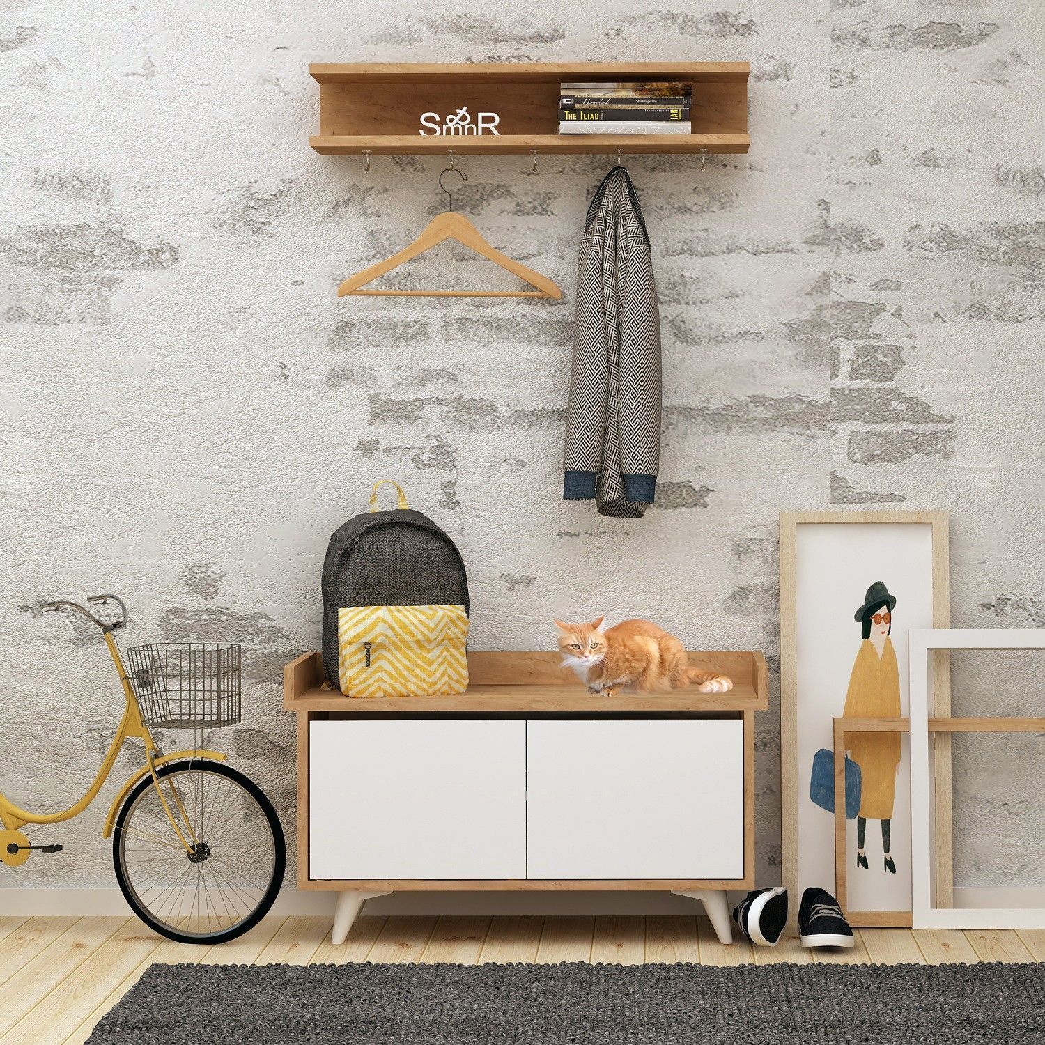 Arasso gangmøbel - Eik/hvit Arasso gangmøbel - Eik/hvit