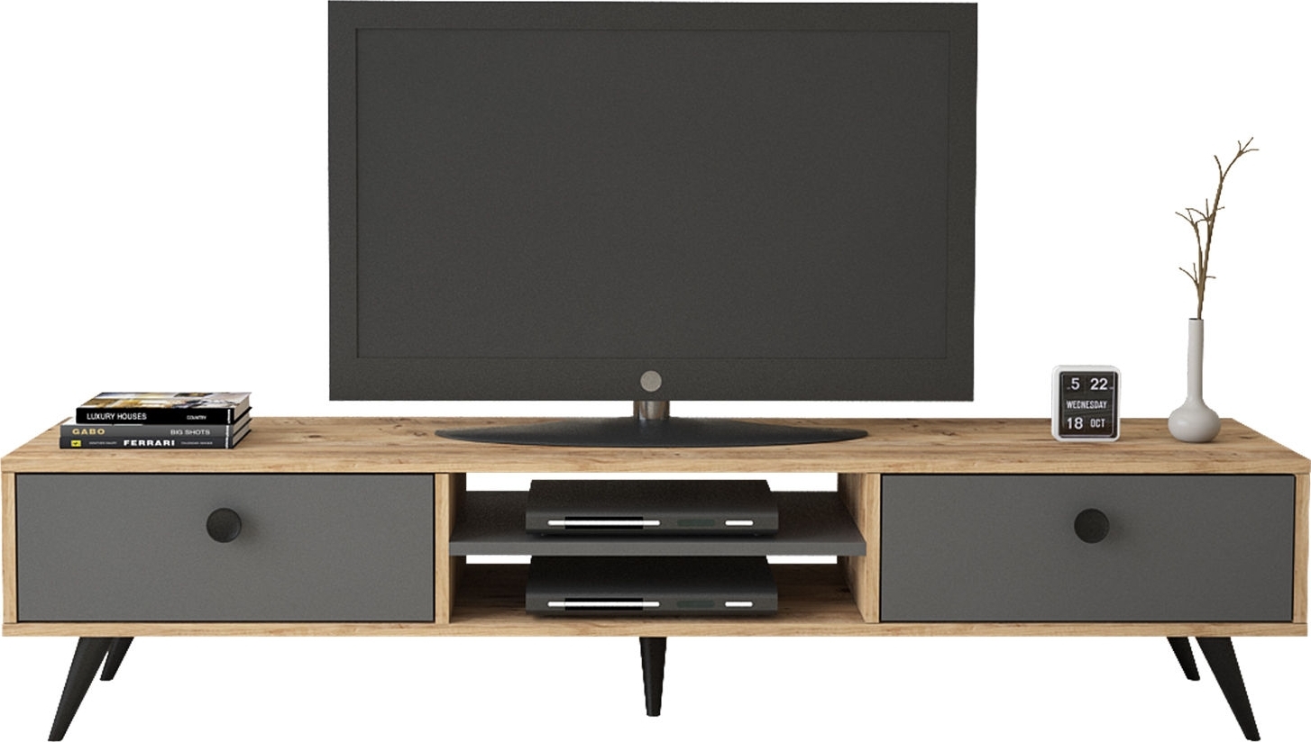 Vilamo mediebenk - Furu/antrasitt