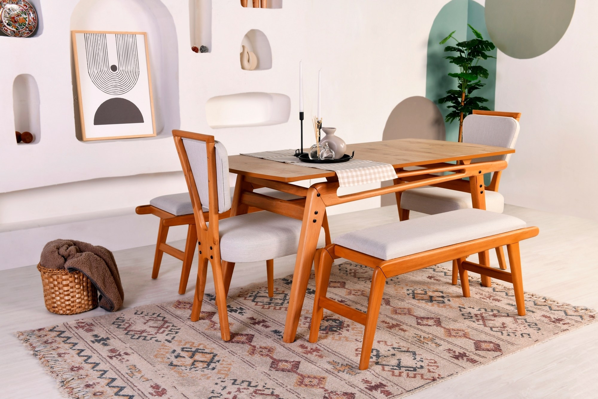 Palace spisegruppe 3 - Eik/krem Palace spisegruppe 3 - Eik/krem