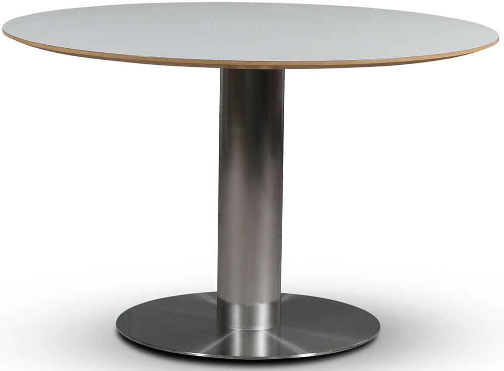 SOHO spisebord �118 cm - B�rstet aluminium / Perstorp hvit HPL