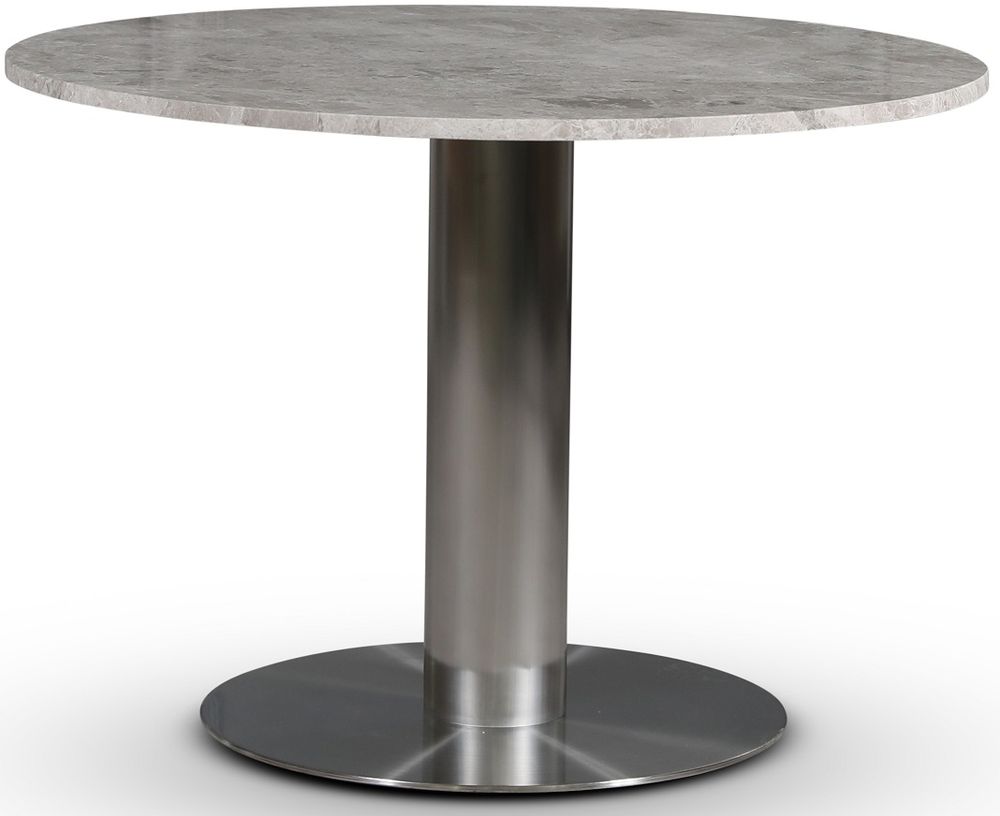 SOHO spisebord Ø105 cm - Børstet aluminium / Sølvmarmor SOHO spisebord Ø105 cm - Børstet aluminium / Sølvmarmor