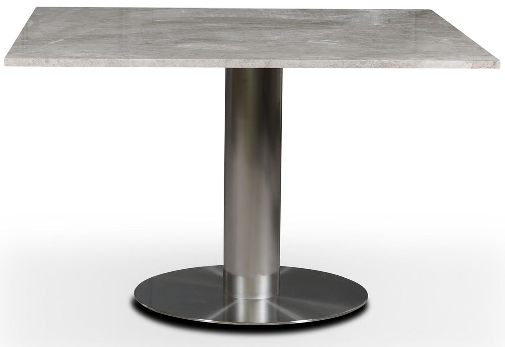 SOHO spisebord 120x120 cm - Børstet aluminium / Sølvmarmor SOHO spisebord 120x120 cm - Børstet aluminium / Sølvmarmor