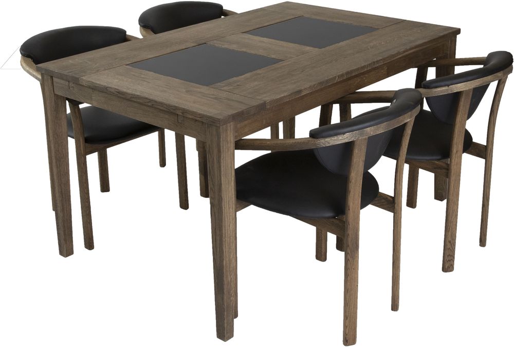 Habo spisegruppe inkl. 4 stk Holstebro stoler - Eik/granit Habo spisegruppe inkl. 4 stk Holstebro stoler - Eik/granit