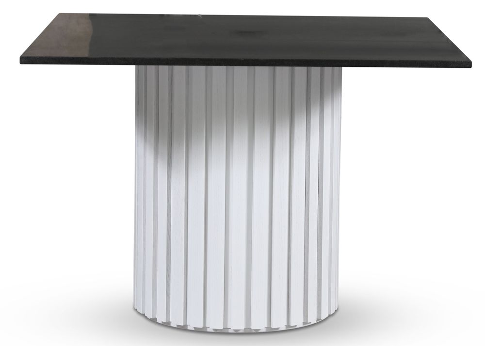 Empire spisebord - Granitt 90x90 cm / Hvit lamell trefot