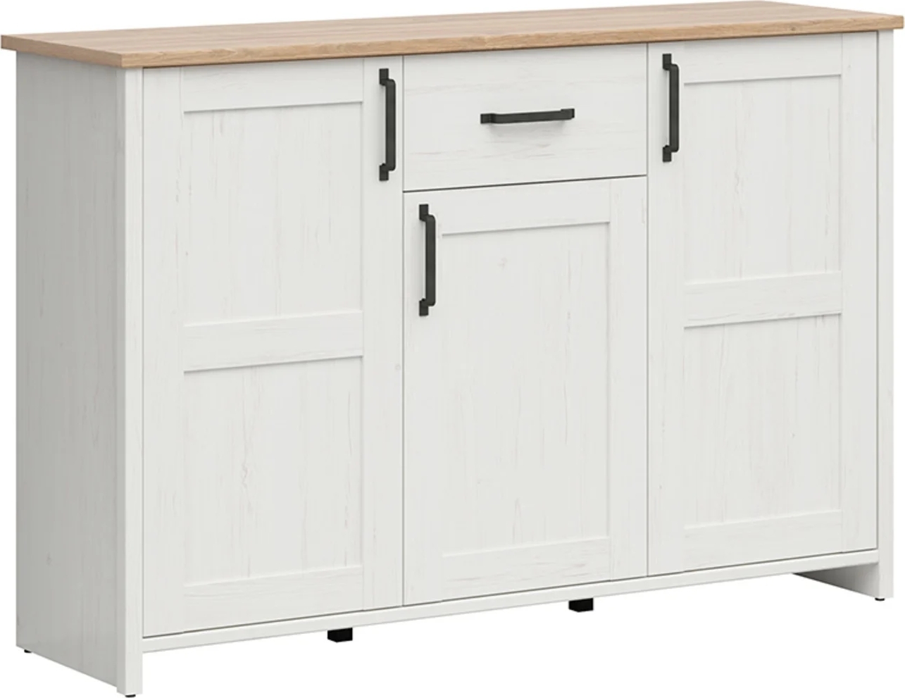 Loksa skjenk 148 cm - Hvit furu/eik