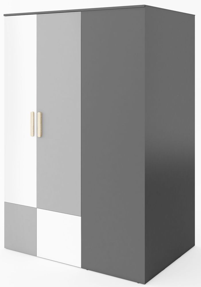 Jeffry garderobe - Grafitt/lysegrå - Ventrevendt Jeffry garderobe - Grafitt/lysegrå - Ventrevendt