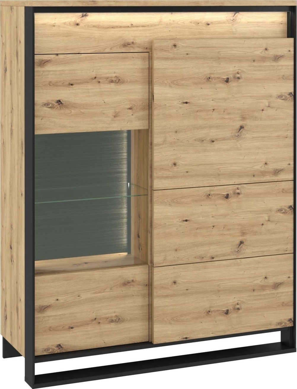 Quant skap med glassd�r - Artisan eik/sort