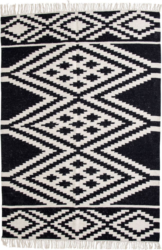 Ullteppe Rachel - Svart / Hvit Ull Ullteppe Rachel - Svart / Hvit Ull