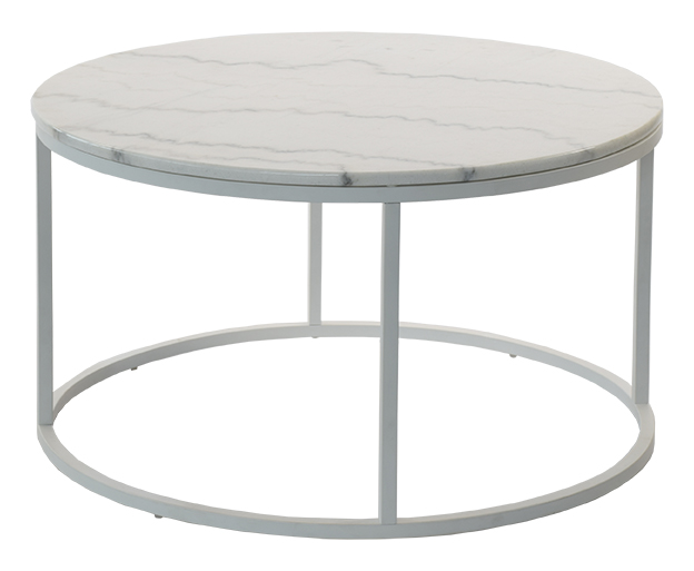 Accent sofabord rundt 85 - hvit marmor