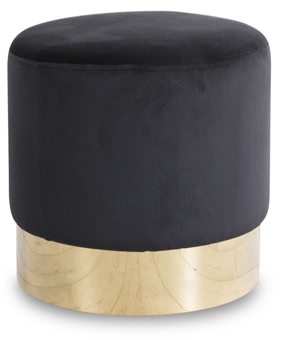 Sittepuff Isabelle 42� cm - Svart/messing