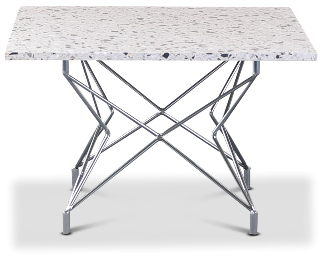 Terrazzo sofabord 75 x 75 cm - Cosmos Terrazzo & understell Star krom