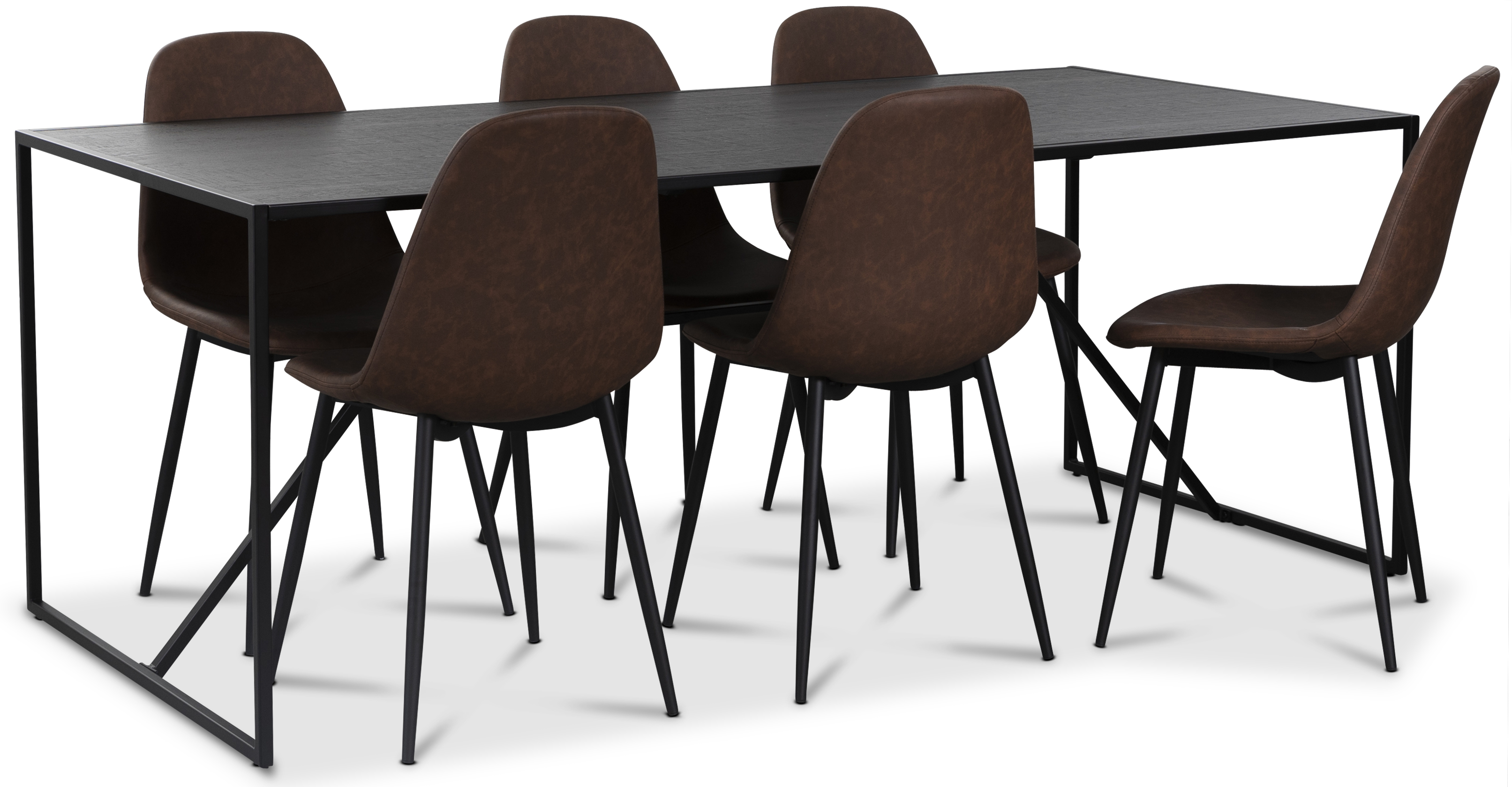 Atlantic spisegruppe: Lazio bord + 6 stk Atlantic Empire stoler brown PU Atlantic spisegruppe: Lazio bord + 6 stk Atlantic Empire stoler brown PU