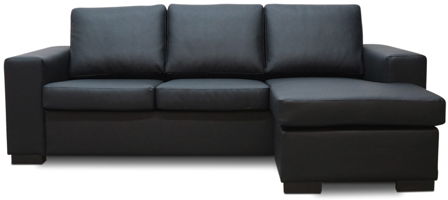Solna divansofa, H�yre - Svart l�r (bonded)
