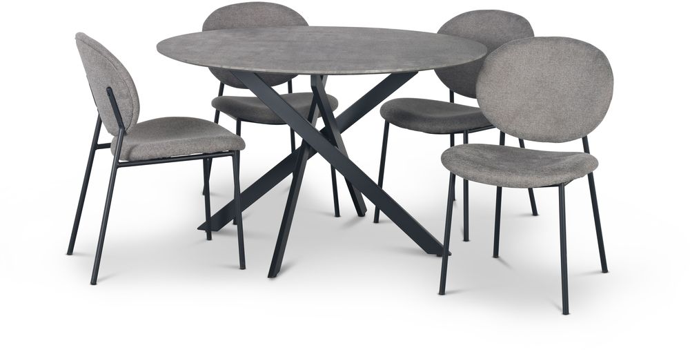 Hogr�n spisegruppe �120 cm bord i betongimitasjon + 4 stk Tofta gr� stoler