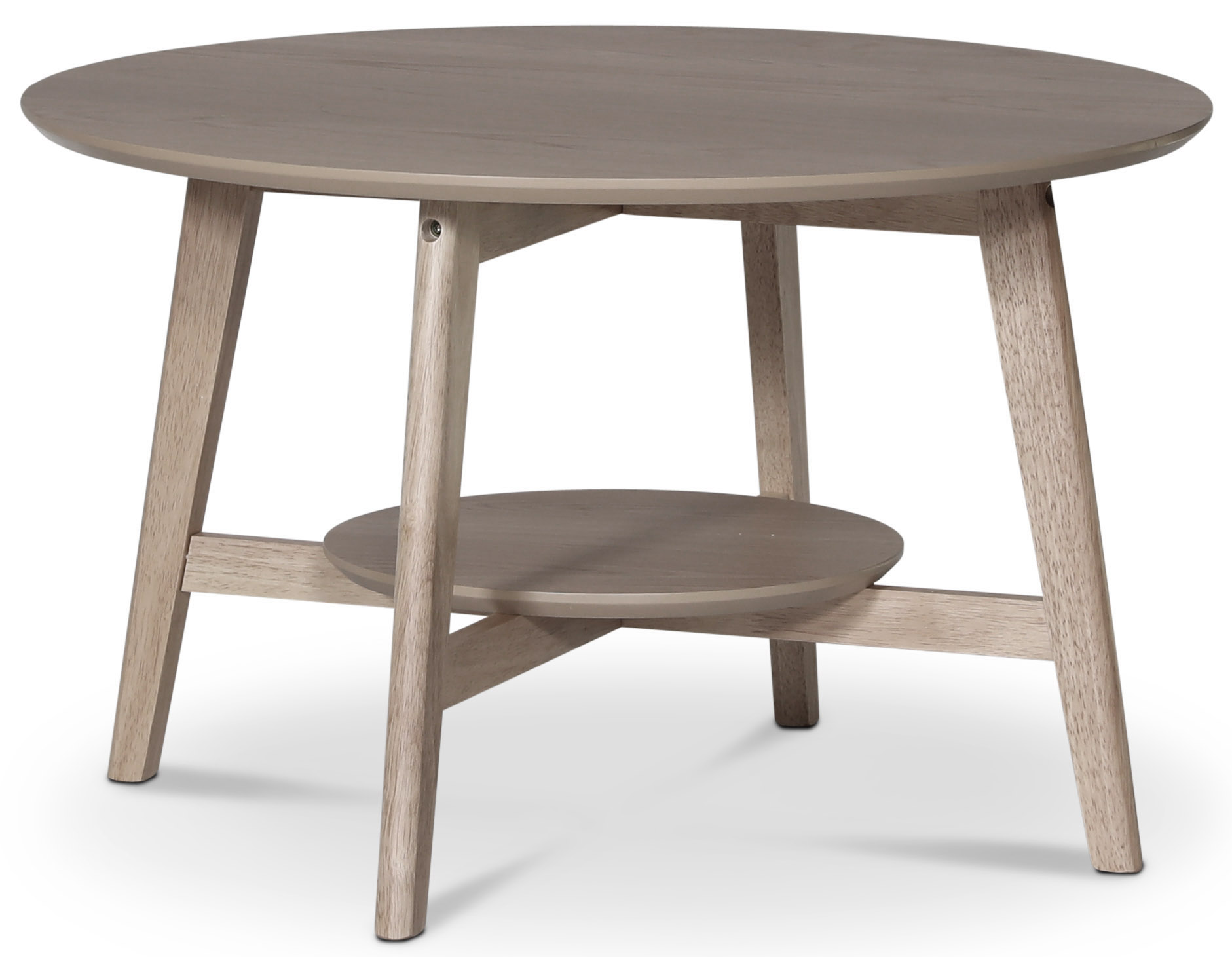 Bridge rundt salongbord med hylle Ø80 cm - Whitewash Bridge rundt salongbord med hylle Ø80 cm - Whitewash