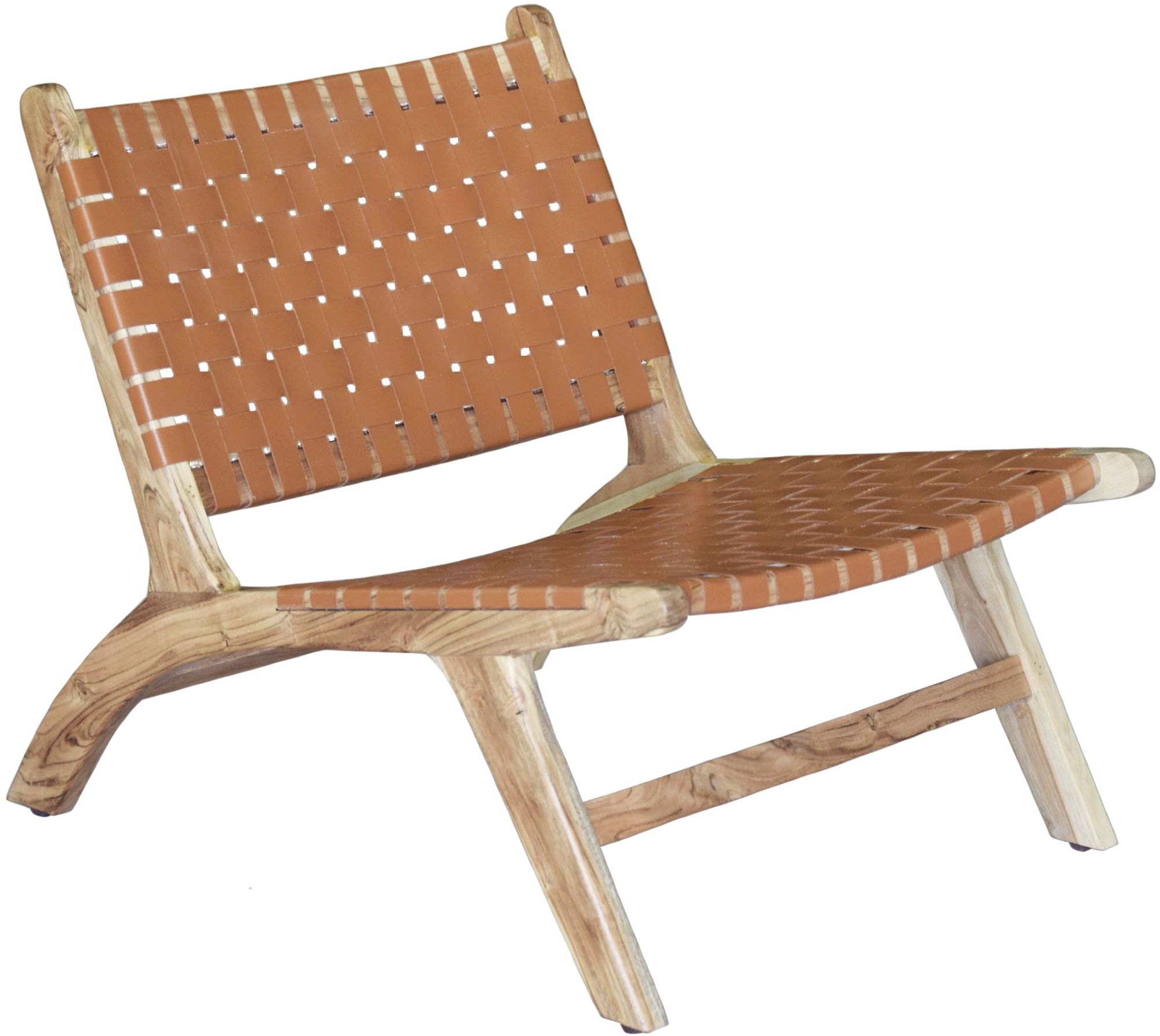 Porto Bello lenestol teak / brun anilinskinn Porto Bello lenestol teak / brun anilinskinn