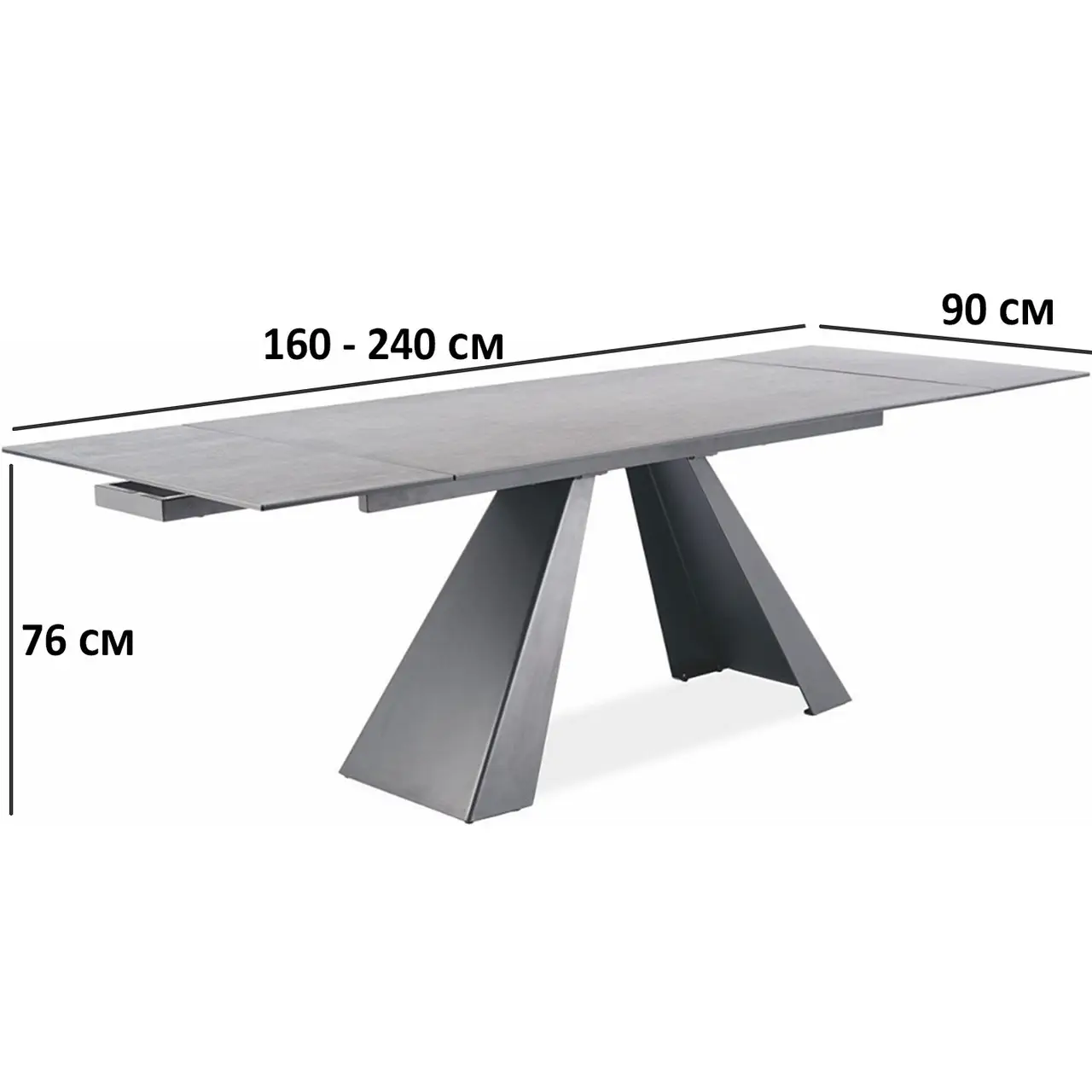 Salvadore spisebord, 160-240 cm - Svart