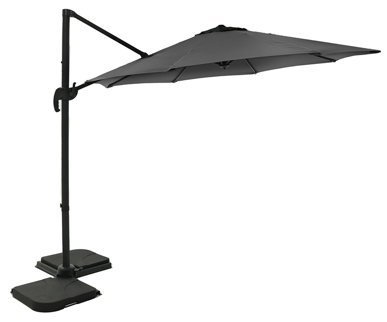Corsica hengeparasoll i m�rkegr� - �350 cm + Tekstilbeskyttelse for utem?bler