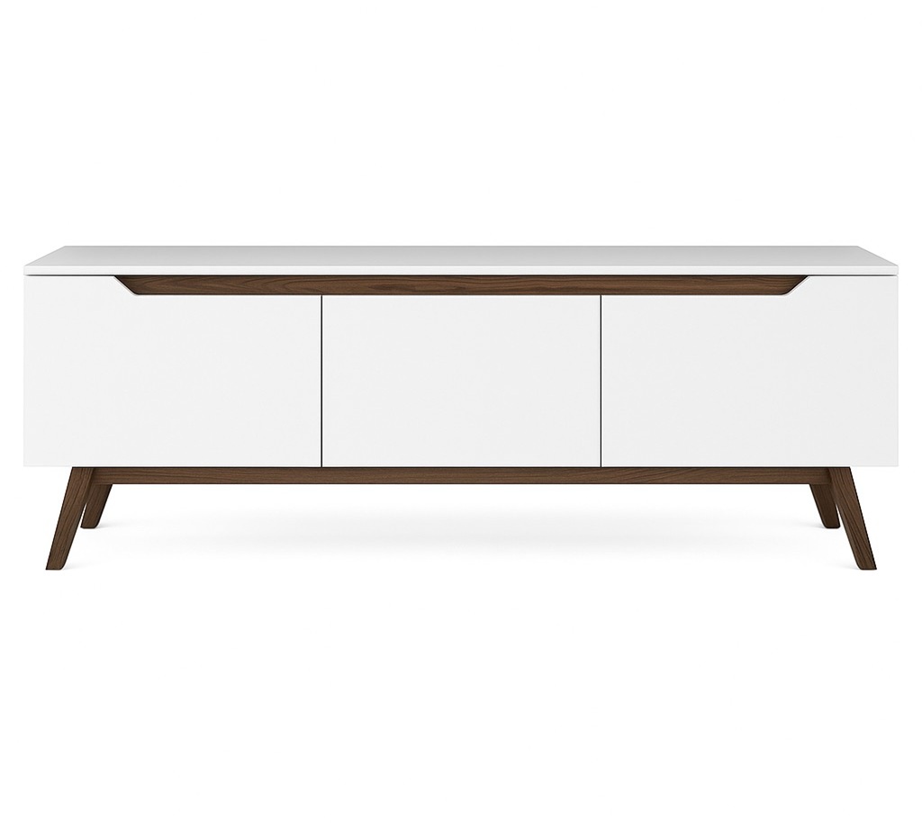 Duno mediebenk - Hvit/m�rk valn�tt