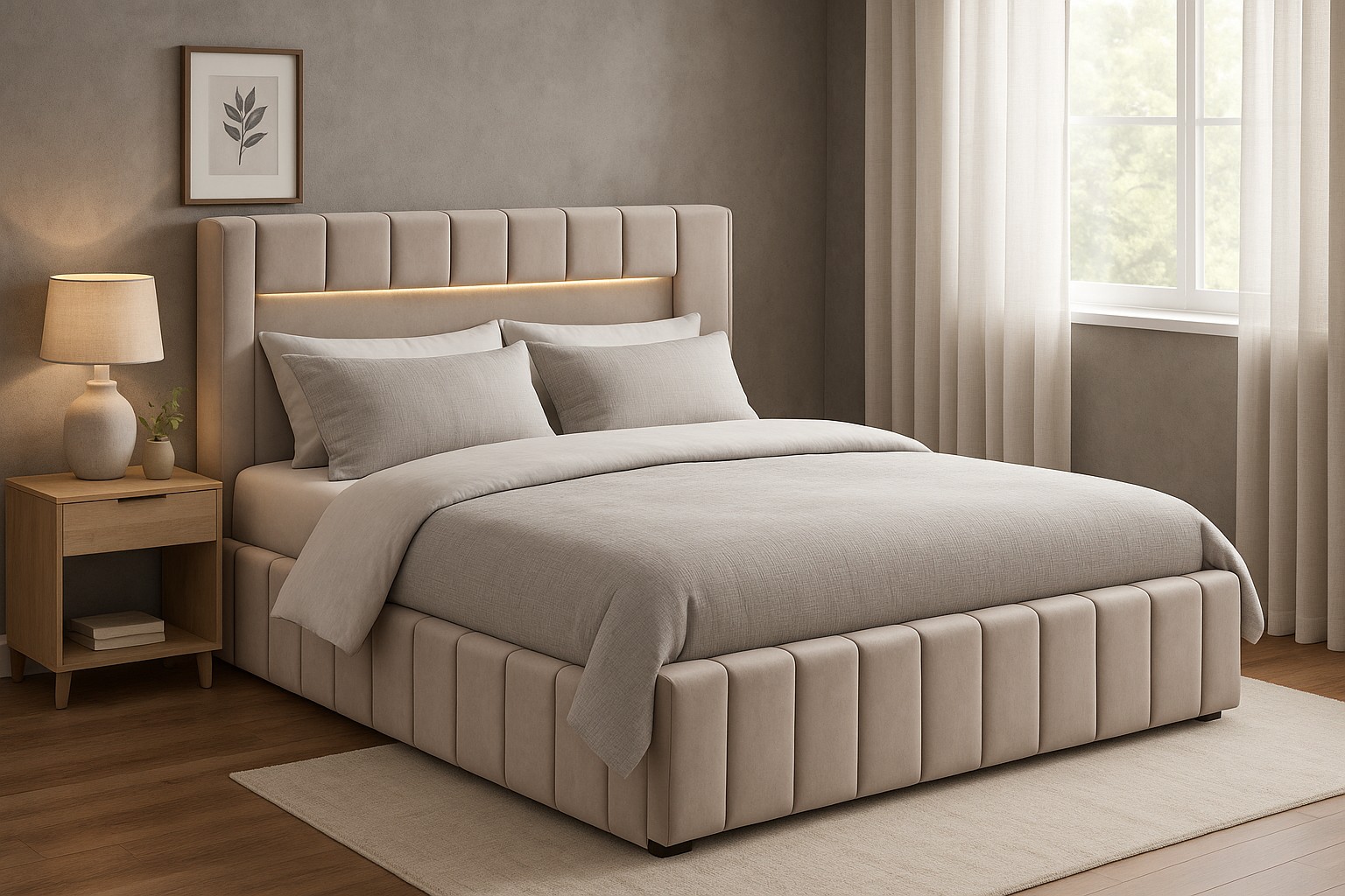 Sengeramme med LED-belysning 160 x 200 cm