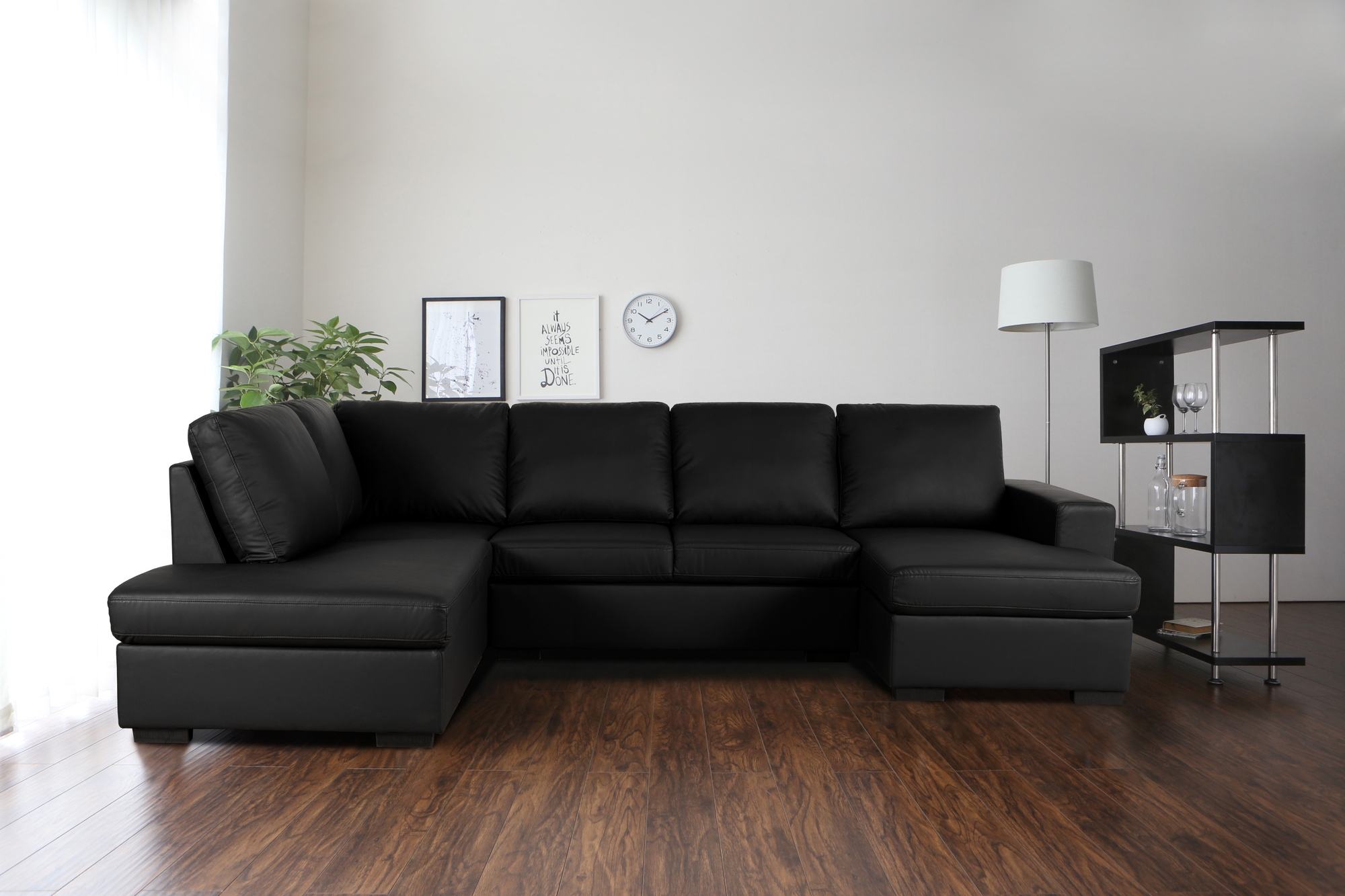 Solna U-sofa A3D - Resirkulert skinn