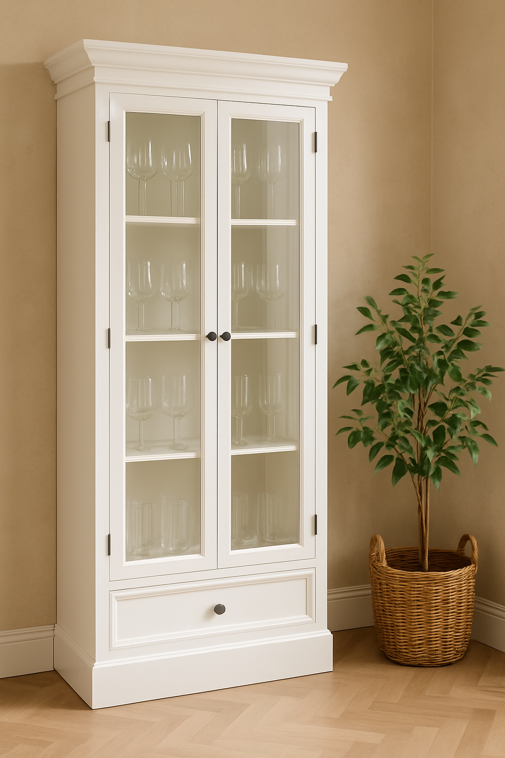 Lela vitrineskap 2 d�rer - Antikkhvit