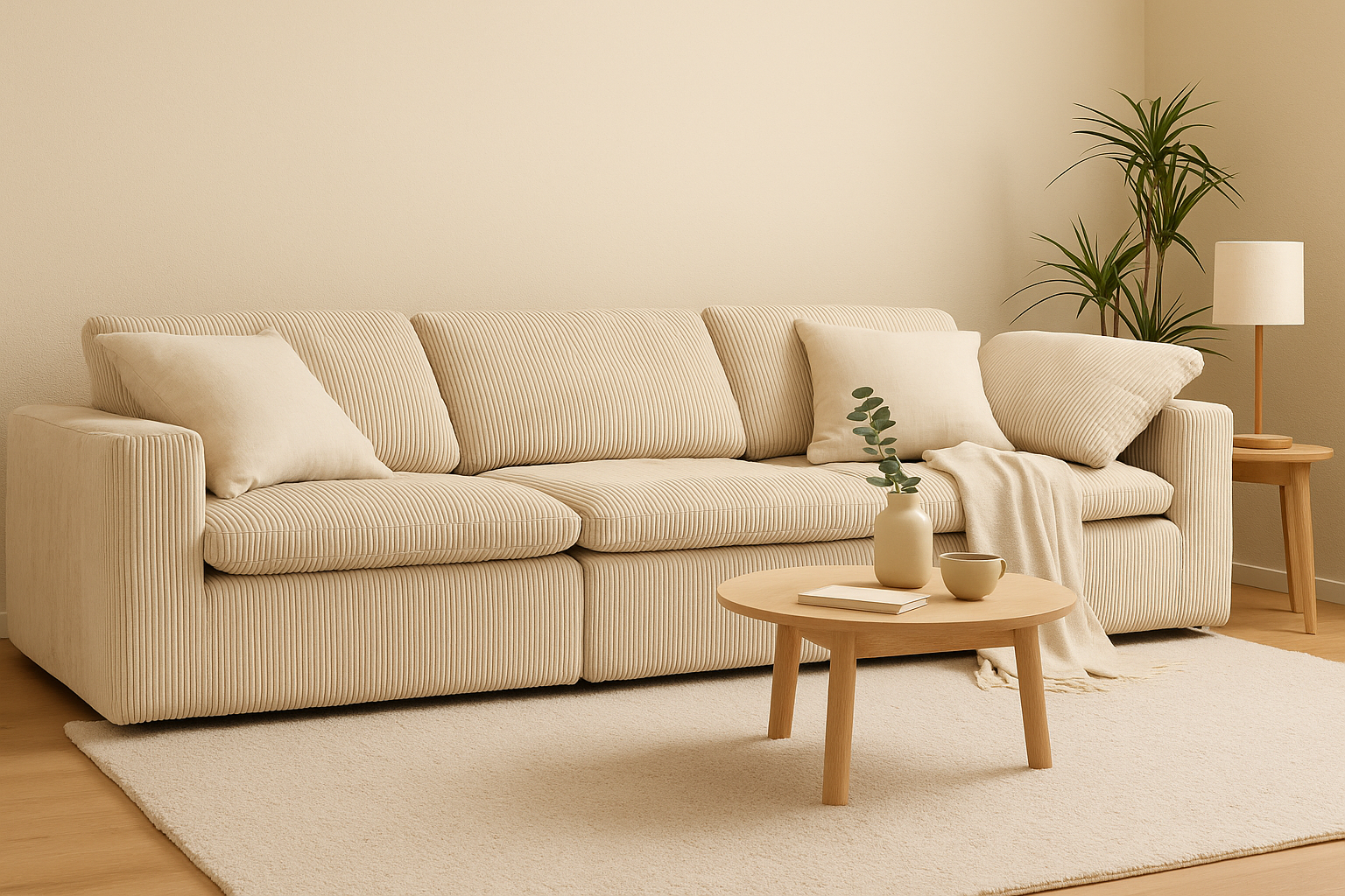 Modulsofa 320 cm i beige kordfløyel - Vera Modulsofa 320 cm i beige kordfløyel - Vera