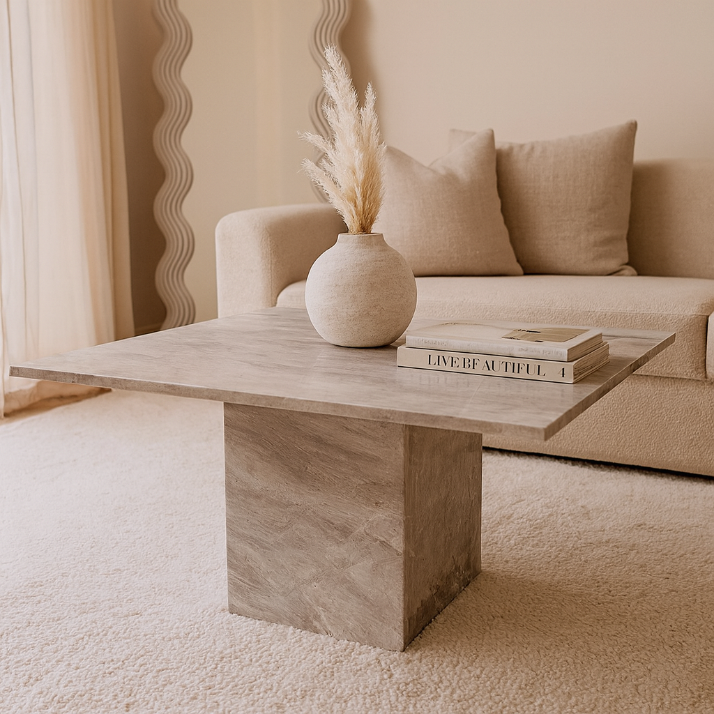 Kindbro salongbord 75 cm - S�lvaktig marmor