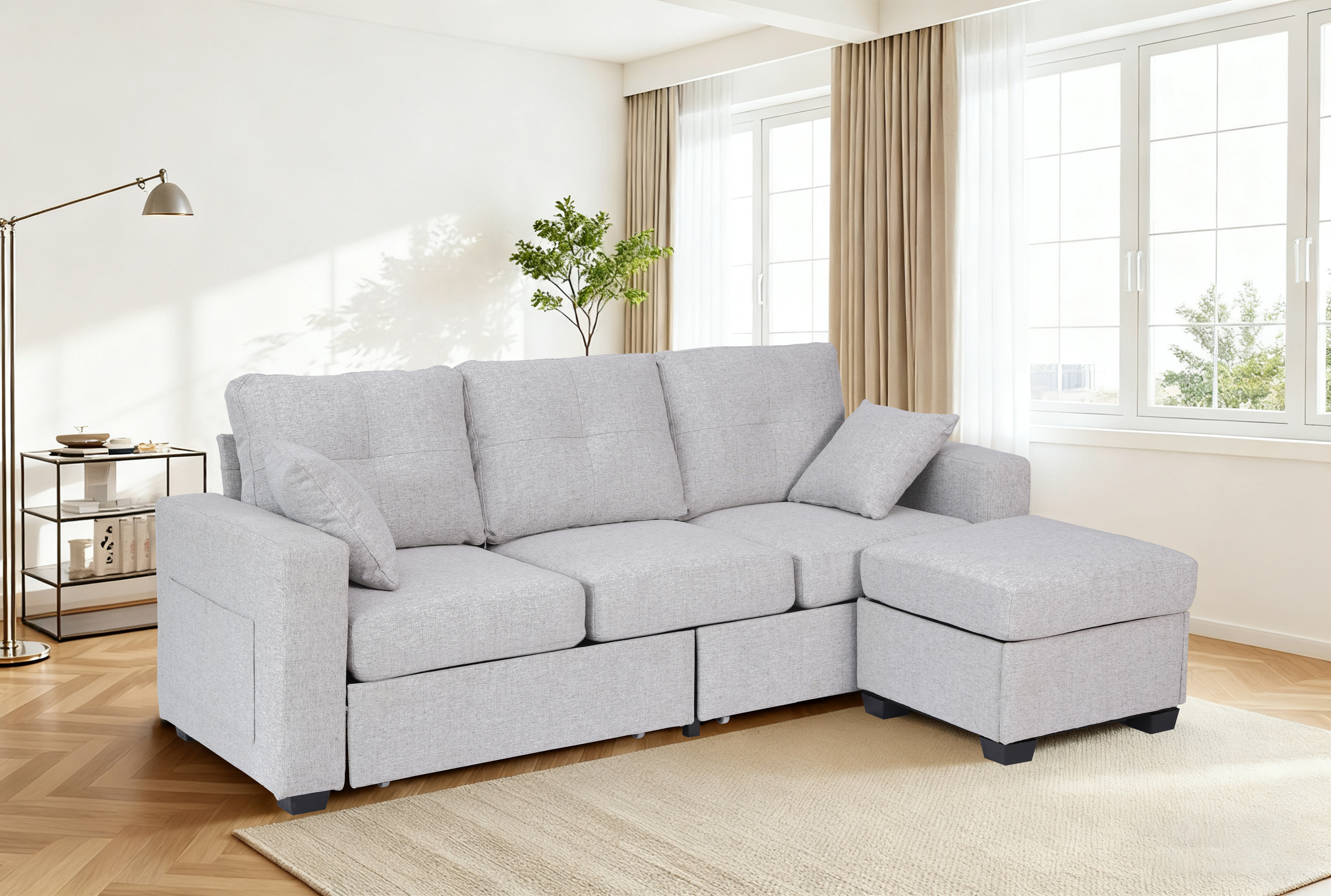 Davis Sofa med Oppbevaring - Lysegrå Davis Sofa med Oppbevaring - Lysegrå