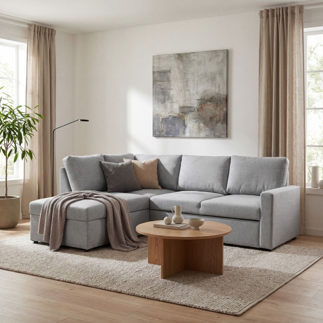 Dream sovesofa med oppbevaring (hj�rnesofa) venstre - M�rkegr�