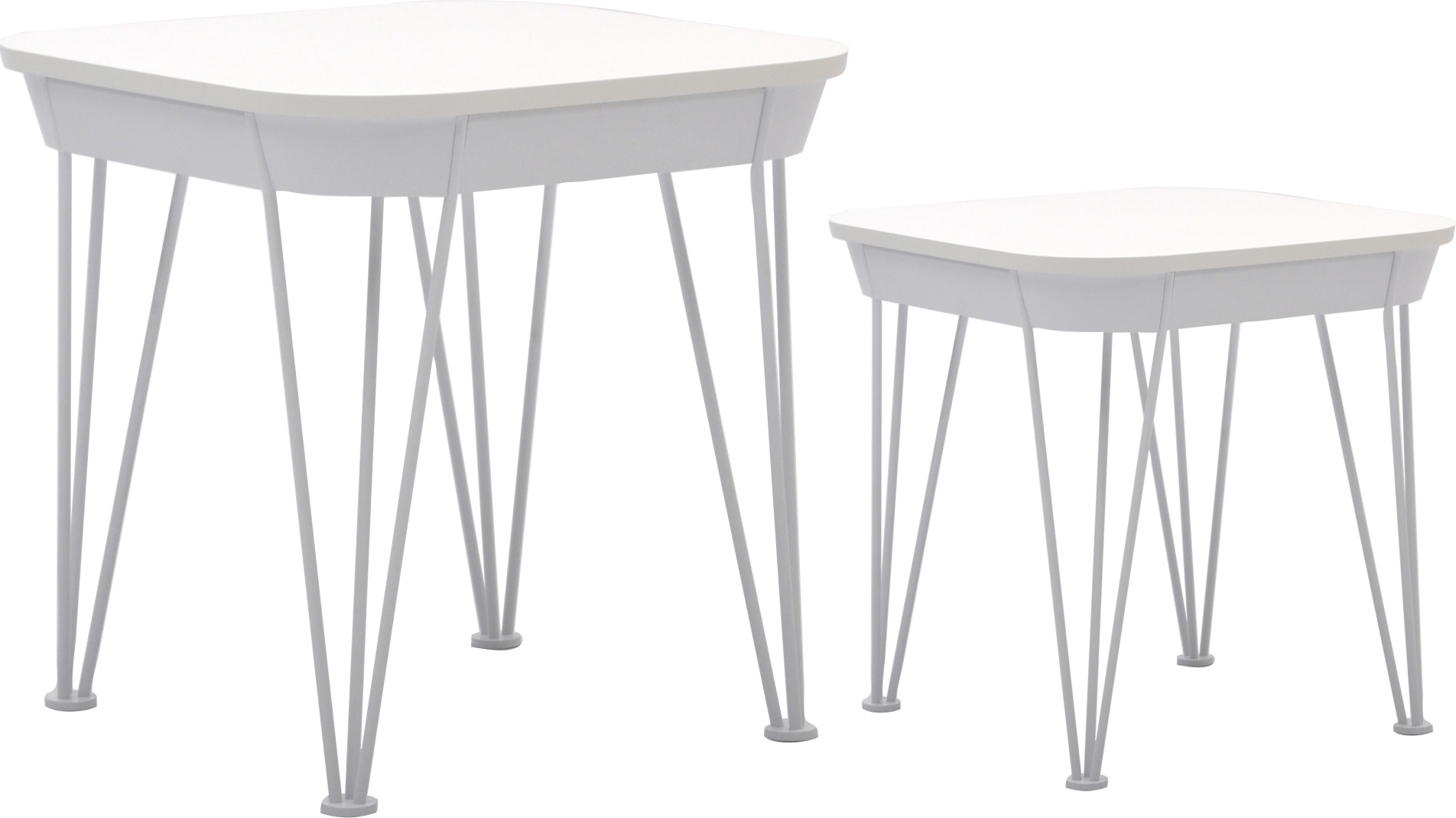 Satsbord 2-set 55/45 cm - Hvit + Møbelføtter Satsbord 2-set 55/45 cm - Hvit + Møbelføtter