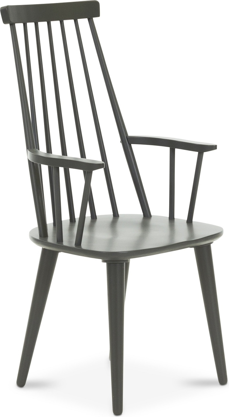 Dalsland grå stokkstol med armlener og høy rygg Dalsland grå stokkstol med armlener og høy rygg