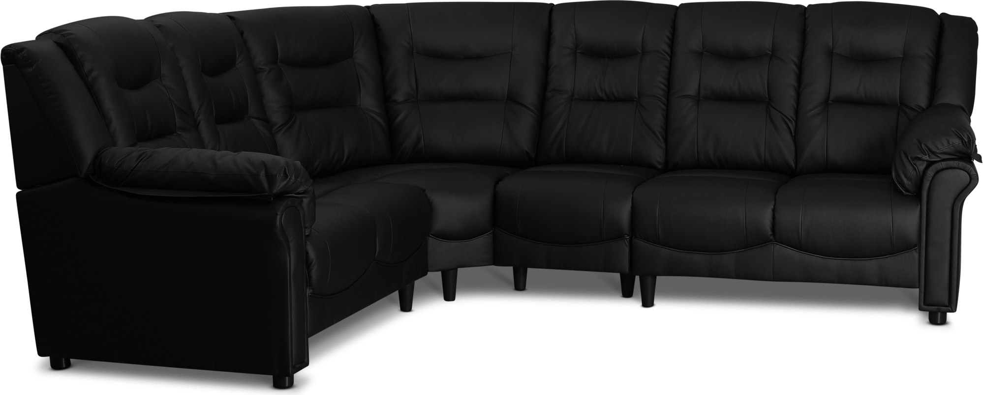 Peiking hj�rnesofa - Svart kunstskinn + Tekstilpleie for m�bler