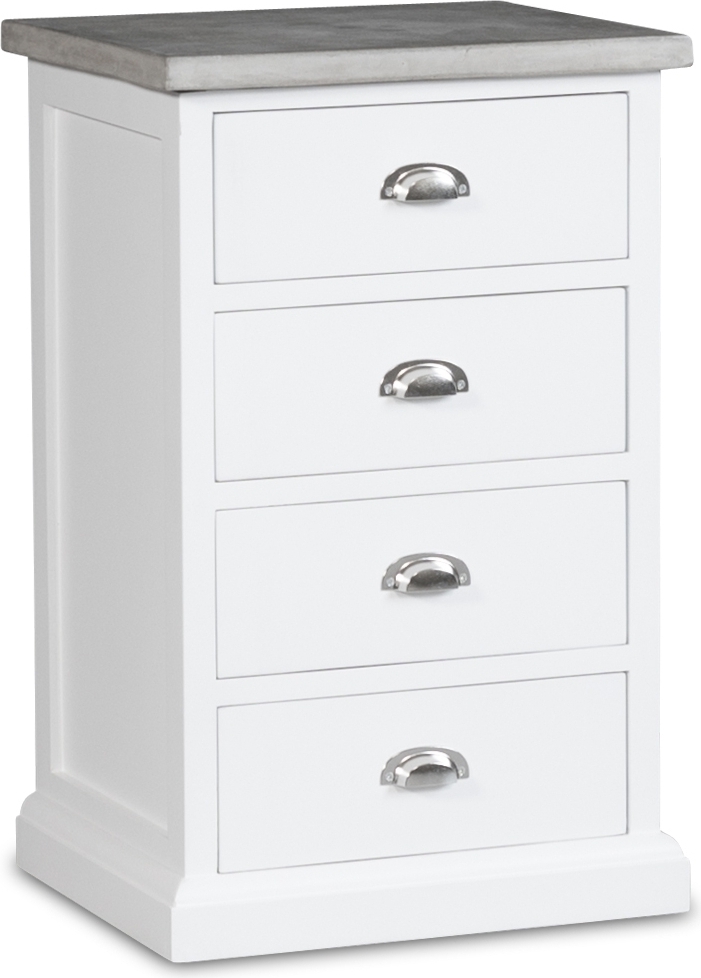 Kommode hugo med 4 skuffer - Hvit/betong Kommode hugo med 4 skuffer - Hvit/betong