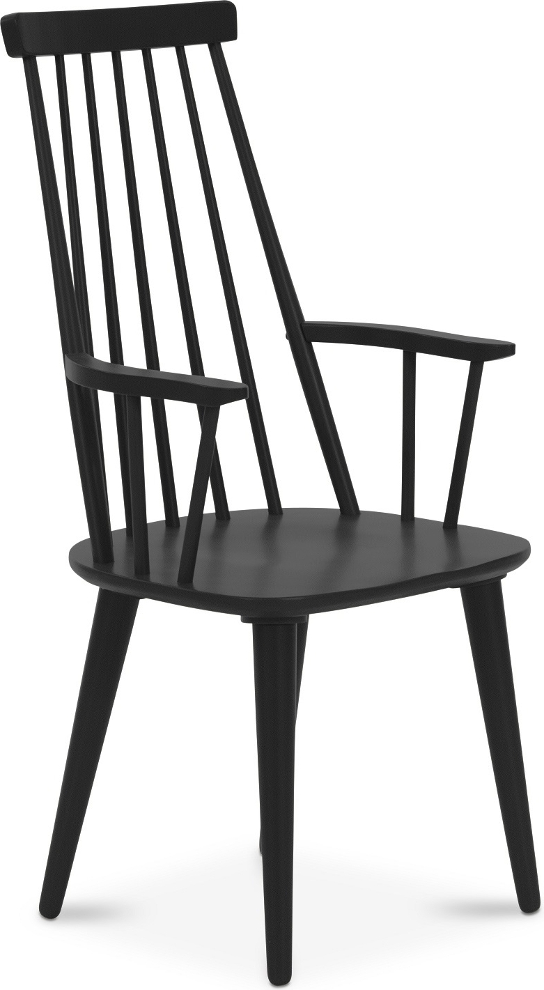 Dalsland svart stokkstol med h�y rygg + M�belf�tter