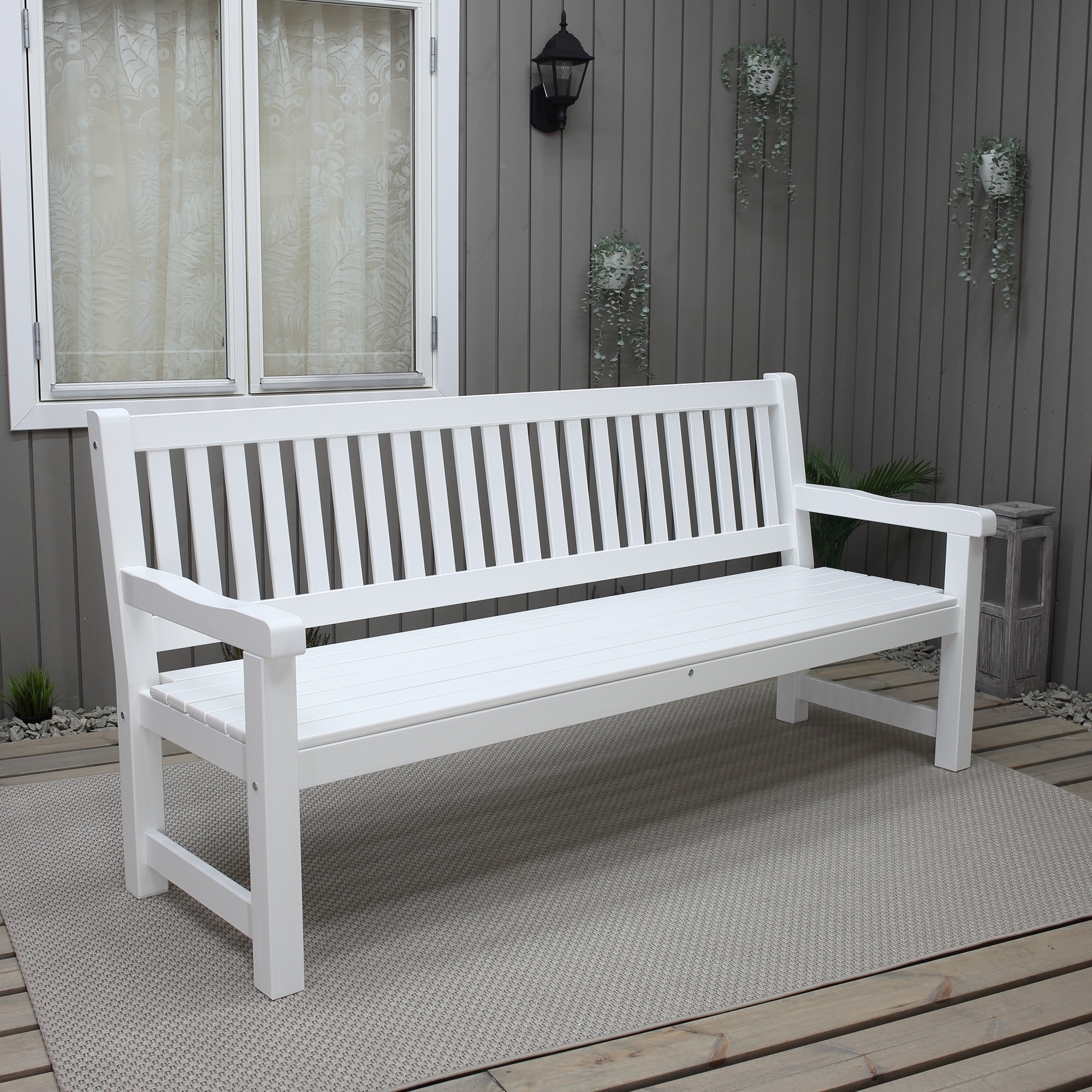 Brooklyn benk - Hvit + Tekstilbeskyttelse for utem?bler