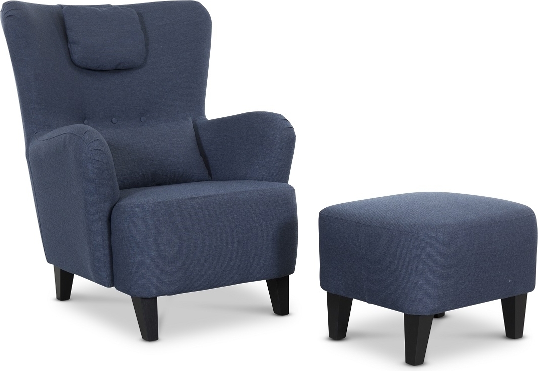Harmony m�rkebl� lenestol med fotskammel +
