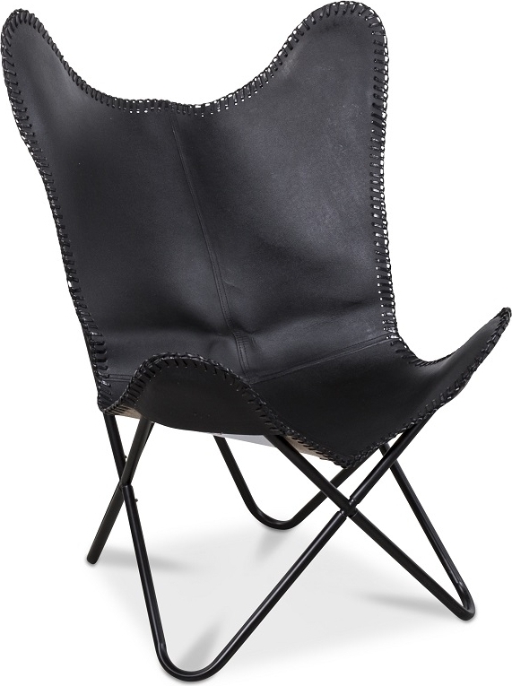 Flaggermuslenestol Baltimore - Svart ekte skinn + Flaggermuslenestol Baltimore - Svart ekte skinn +