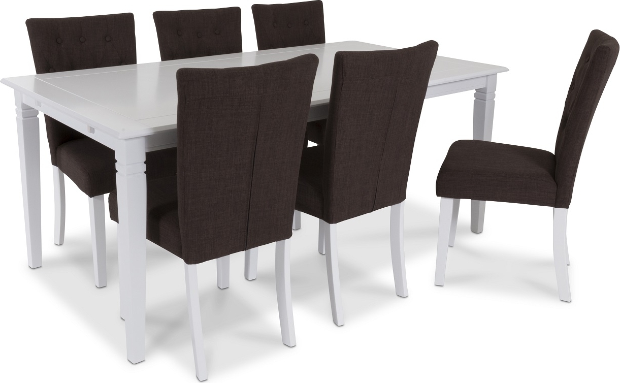 Sandhamn Spisegruppe 180 cm med 6 Crocket stoler - Hvit / Brun Sandhamn Spisegruppe 180 cm med 6 Crocket stoler - Hvit / Brun