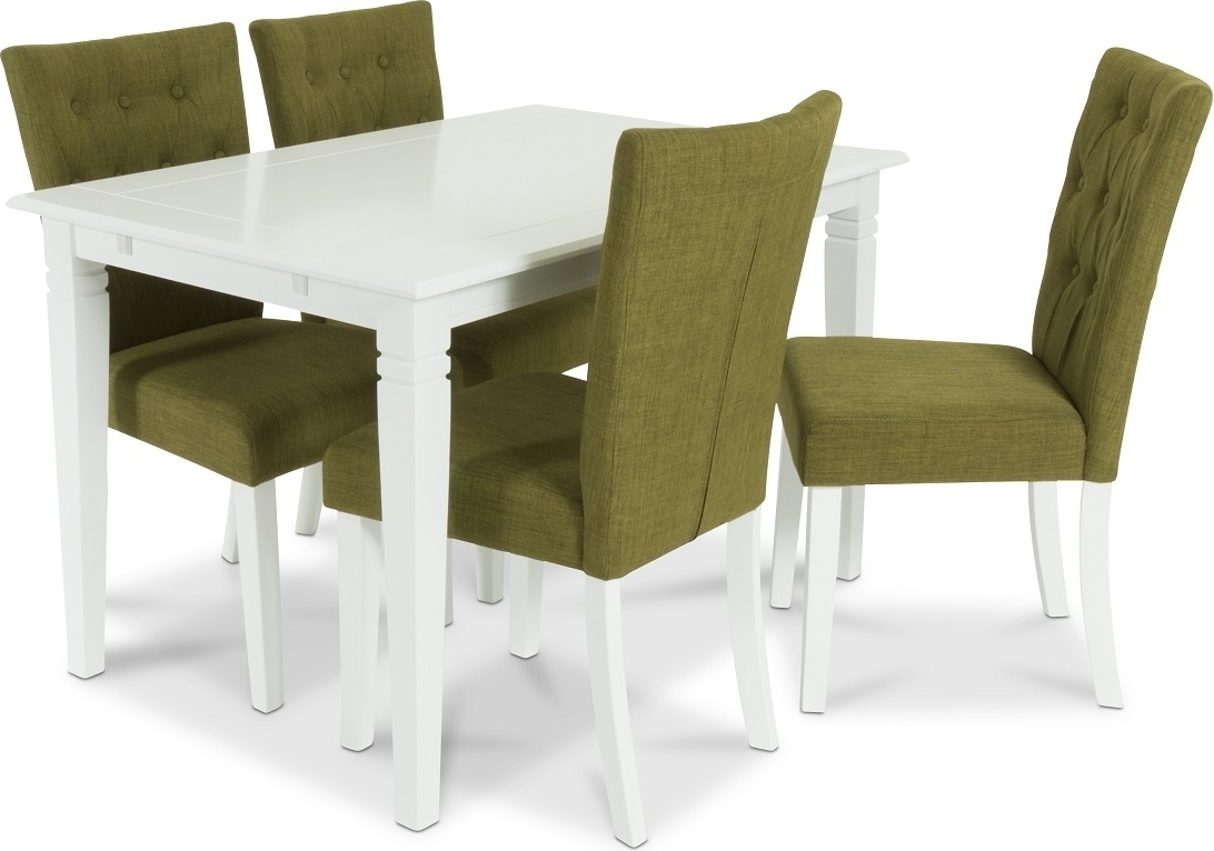 Sandhamn spisegruppe 120 cm bord med 4 Crocket stoler i Grønt stoff Sandhamn spisegruppe 120 cm bord med 4 Crocket stoler i Grønt stoff