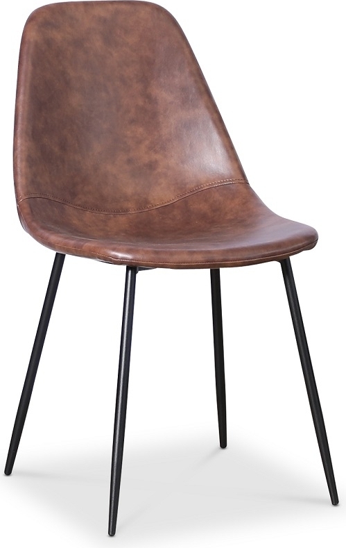 Stol i brunt PU med svarte ben - Bjurtr�sk + Stolpute