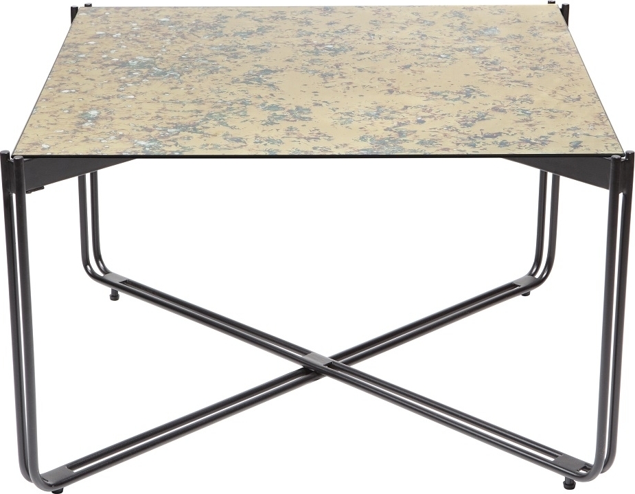 Lori Sofabord 75x75 cm - Antikf�rgad speilglass Messing + M?belben