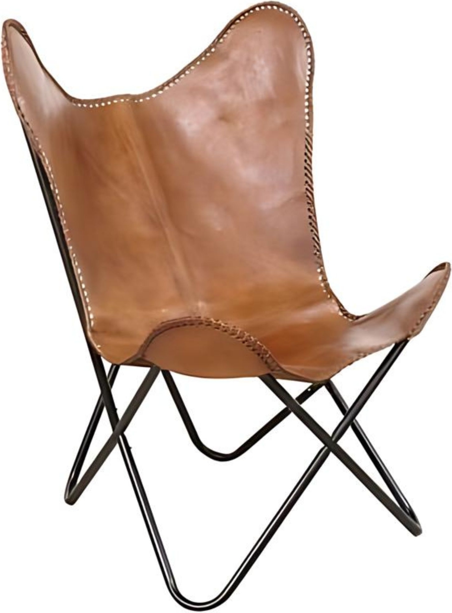 Flaggermuslenestol Baltimore - Ekte skinn cognac / svarte ben + Tekstilpleie for m�bler