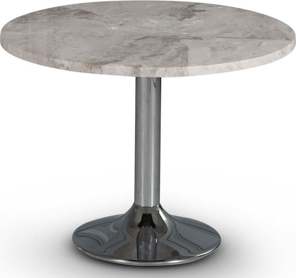 Empire spisebord - Sølv Diana marmor / Krommet trompetfot Empire spisebord - Sølv Diana marmor / Krommet trompetfot