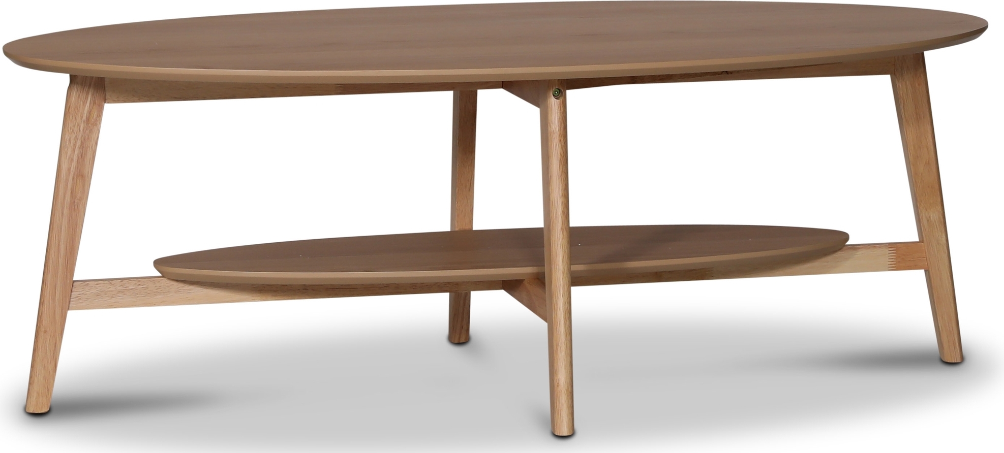 Bridge ovalt salongbord med hylle 140 cm - Eikefiner + Tekstilpleie for m�bler