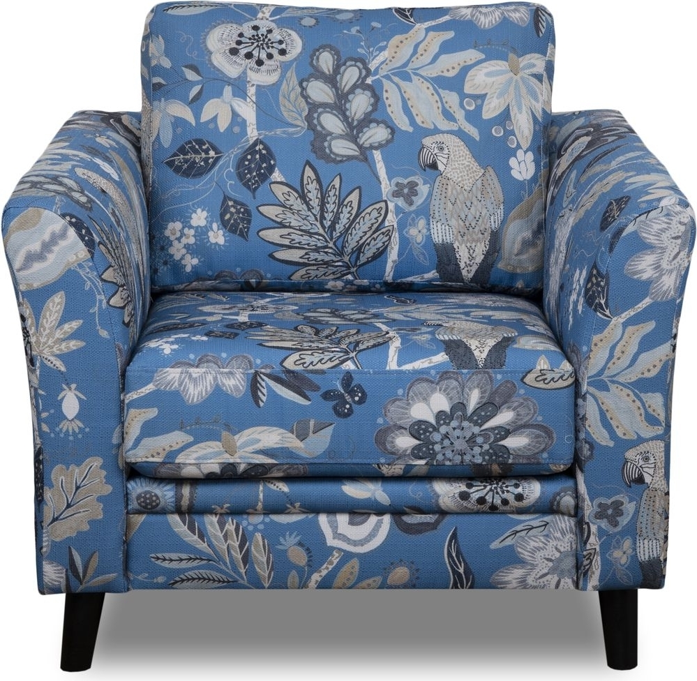 Eker� lenestol i blomsterstoff - Eden Parrot Blue